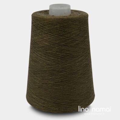 Samanų rudos spalvos lininiai verpalai mezgimui, nėrimui