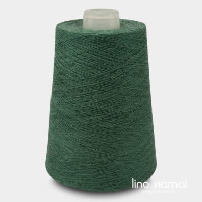 Tamsiai žalios spalvos lininiai verpalai mezgimui, nėrimui