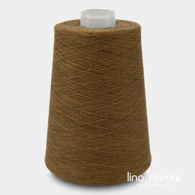 Auksinės rudos spalvos lininiai verpalai mezgimui, nėrimui