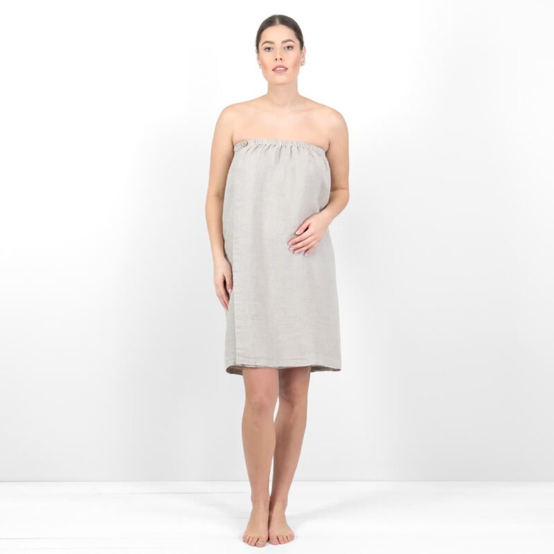 PURO lininis pilkas užsegamas rank&scaron;luostis