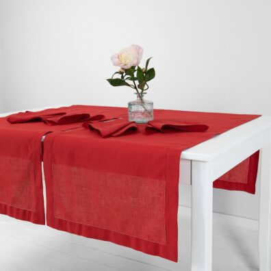 LUNA raudonas lino-medvilnės takelis