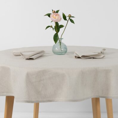 LUNA LAIT puslininė apvali (ovali) šviesiai pilka staltiesė