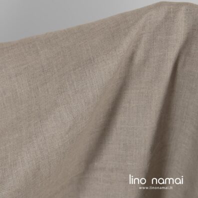 Natūralus pilkas lininis audinys drabužiams ir namų tekstilei siūti