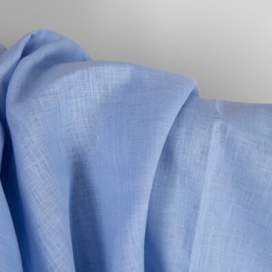 Žydros spalvos lininis audinys tvirtas, tankus, vidutinio storio