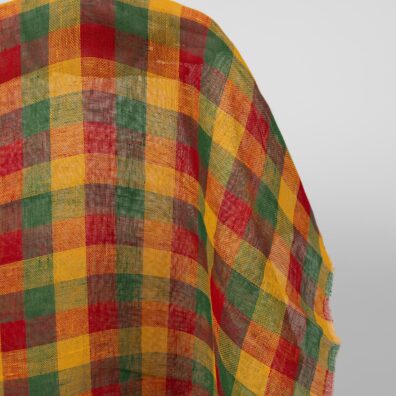 Permatomas languotas lininis audinys tinka šalikams ir užuolaidoms siūti