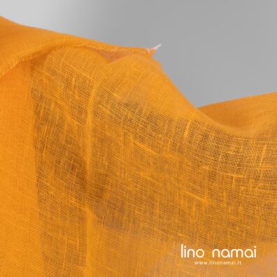 Lininis audinys geltonas permatomas lengvas retas