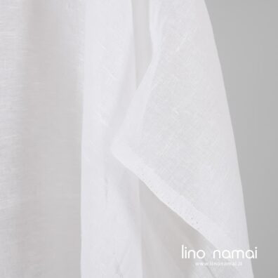 Ryškiai baltas permatomas lininis audinys