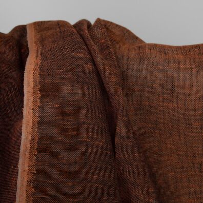 Permatomas oranžinis su juodu lininis audinys šalikams ir užuolaidoms siūti