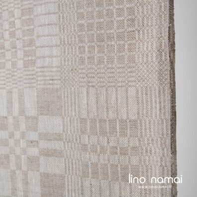 Lininis languotas pilkas audinys virtuvės rankšluosčiams ir stalo takeliams siūti