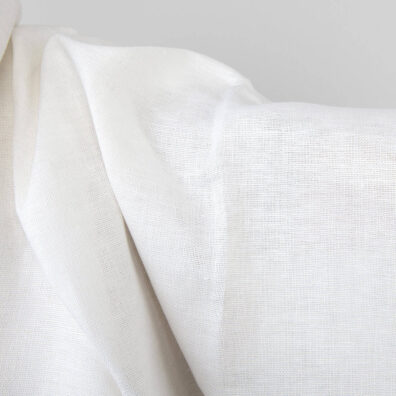 Tvirtas pieno baltumo lininis audinys „panamos“ pynimu