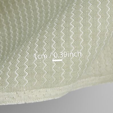 Žalsvas lino - medvilnės audinys bangelių raštu tinka drabužiams ir namų tekstilės gaminiams siūti