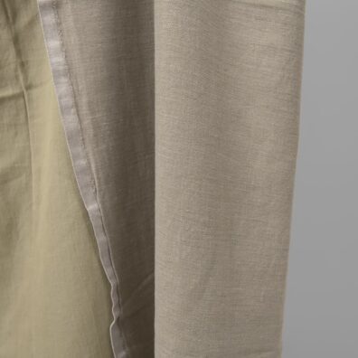 Žalsvai pilkas dvipusis lino-medvilnės audinys, skalbtas, minkštas, švelnus