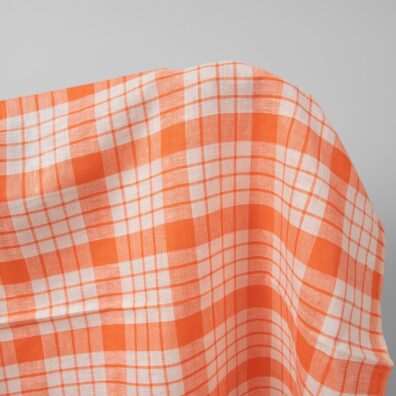 Lininis languotas oranžinis audinys