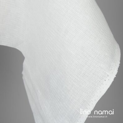 Pieno baltumo lino audinys „vaflinis“ tinka rankšluosčiams, chalatams siūti