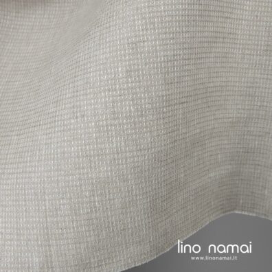 Šviesiai pilkas melanžinis „vaflinis“ lino audinys