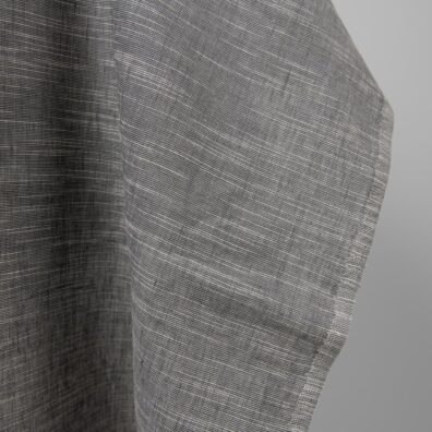 Tamsiai pilkas lino - medvilnės audinys su baltais fasoninių siūlų dryžiukais