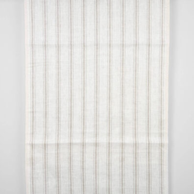 Rankšluostinis pieno baltumo dryžuotas lininis audinys