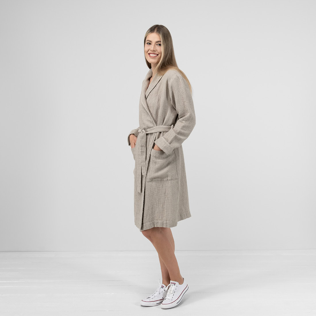 PIKE moteriškas pilkas chalatas