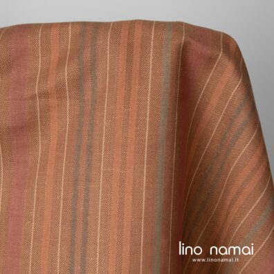 Rudas dryžuotas lino - medvilnės audinys tinka drabužiams ir namų tekstilės gaminiams siūti