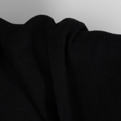 Juodas "vaflinis" lininis audinys specialiai skalbtas, minkštas, švelnus