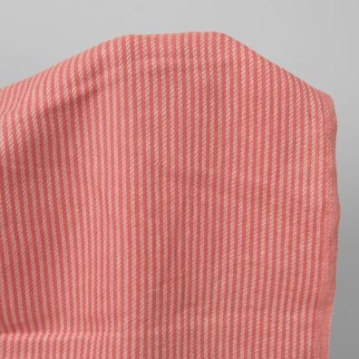 Rausvas dryžuotas lininis audinys drabužiams ir namų tekstilei siūti