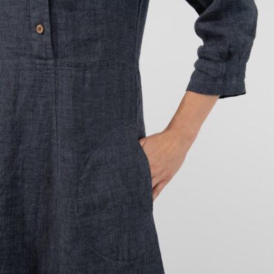 JULI lininė pilka suknelė su kišenėmis