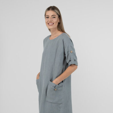 MAROCCO lininė melsvai pilka suknelė