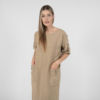 MAROCCO lininė rusva suknelė