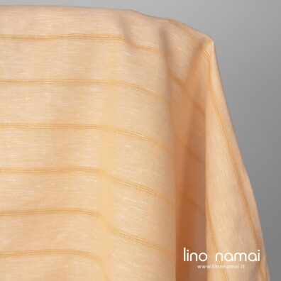 Geltonas dryžuotas lino - medvilnės audinys