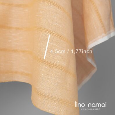 Lino - medvilnės audinys baltai geltonas, melanžinis, su permatomomis juostelėmis