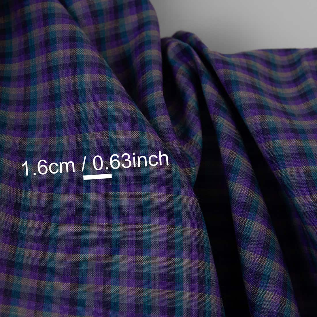 Lininis audinys violetiniais langeliais, 150cm pločio