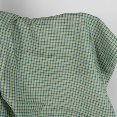 Lininis audinys mėlynais ir žaliais langeliais