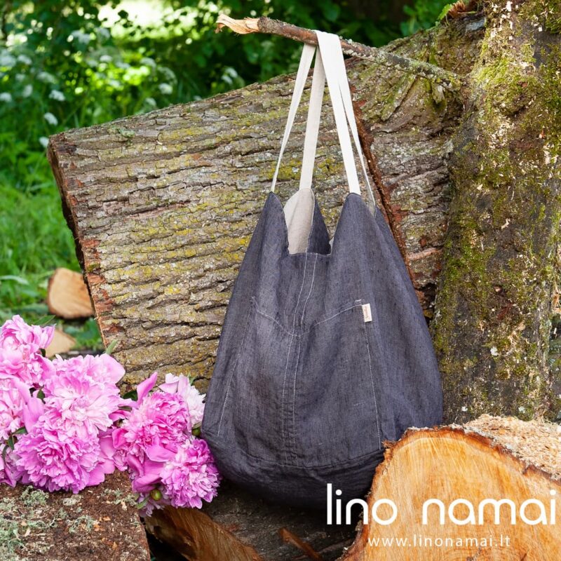 Lininis pilkas dvipusis krep&scaron;ys