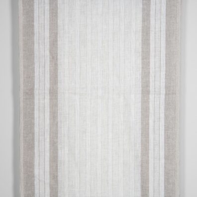 Baltas lininis audinys su pilkais dryžiais