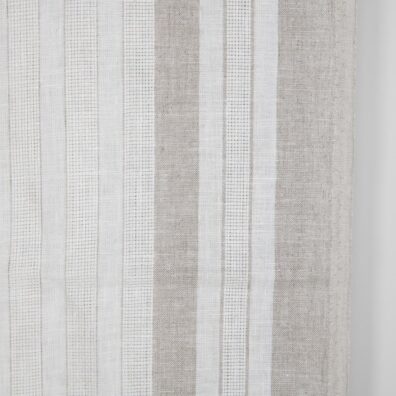 Baltas lininis rankšluostinis audinys su pilkais dryžiais, 50cm pločio