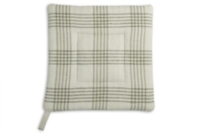 Žalsvai pilka languota lininė puodkėlė