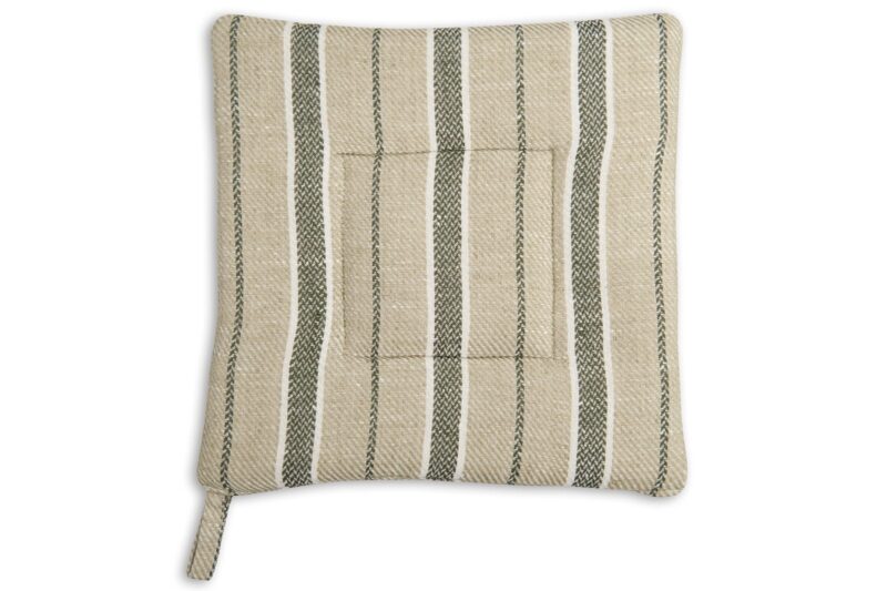 Žalia dryžuota lininė puodkėlė