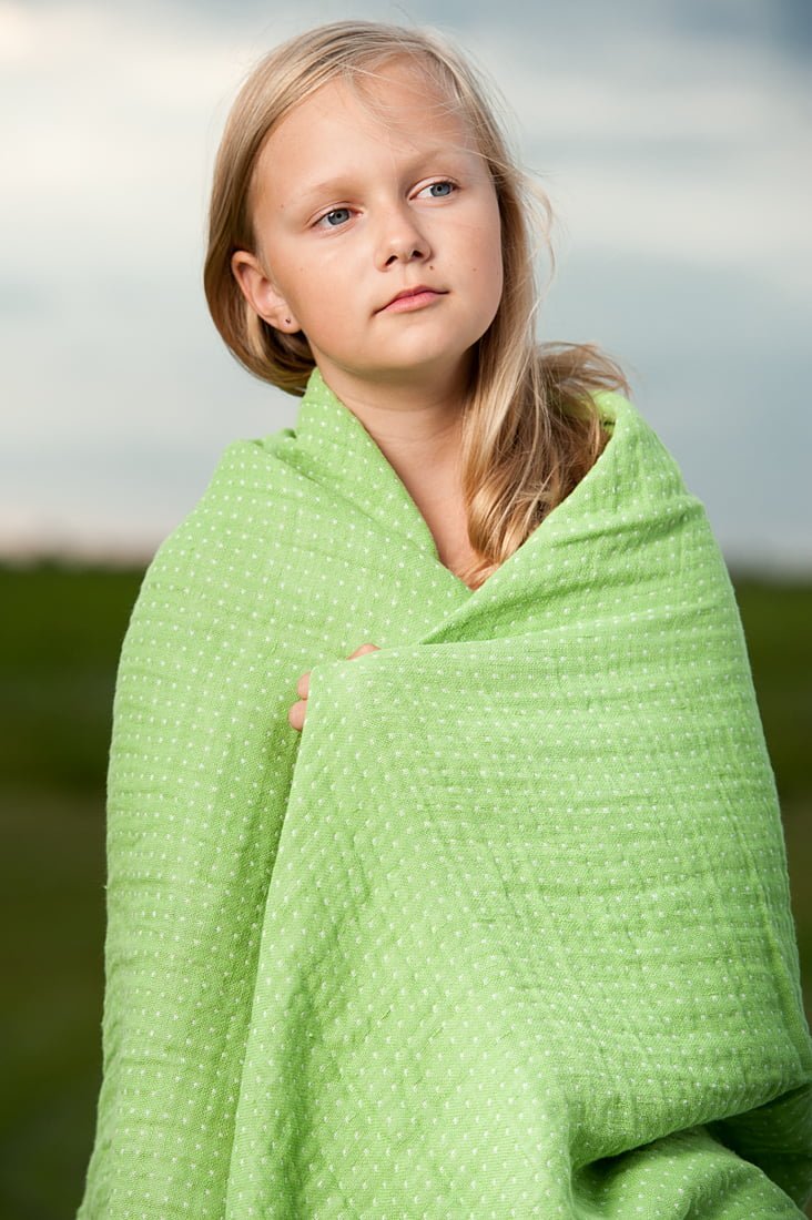 Žalias dvipusis lininis pledukas