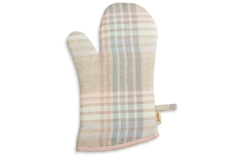 Pilka lininė pir&scaron;tinė įvairiaspalviais dryžiais