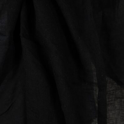 Permatomas lengvas plonas juodas lininis audinys, skalbtas