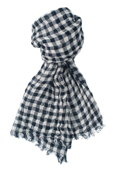 Languotas mėlynas lininis šalikas