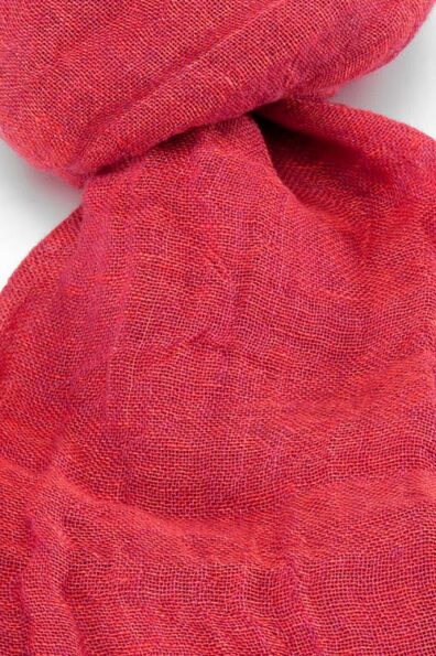 Rožinis melanžinis lininis šalikas su kutais