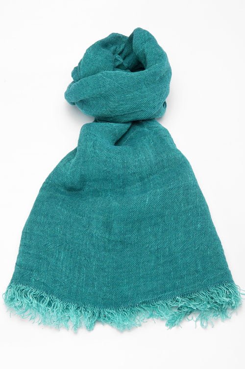 Smaragdo spalvos lininis &scaron;alikas