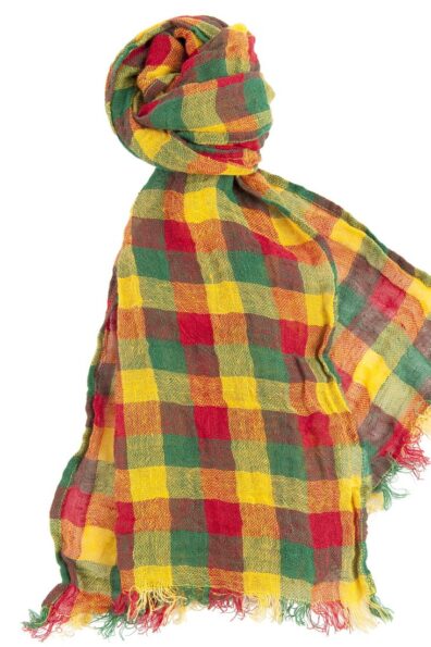 Trispalvis languotas lininis šalikas