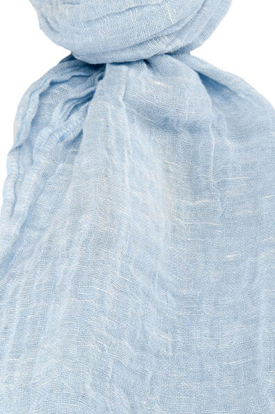 Melsvas lininis šalikas su kutais