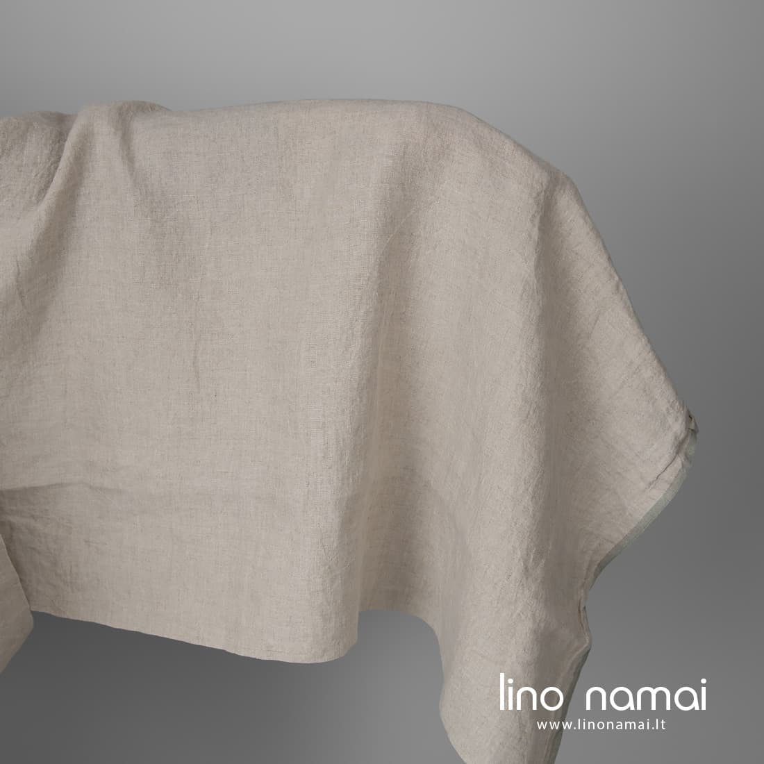 Lininis audinys natūraliai pilkas platus skalbtas