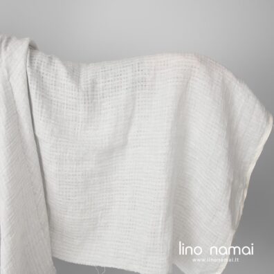 Lininis šviesiai pilkas ažūrinis audinys, skalbtas