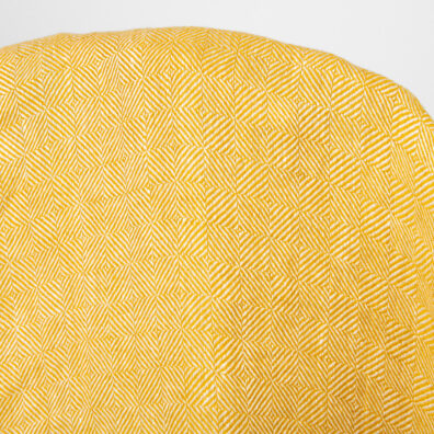 Lininis geltonas raštuotas audinys, skalbtas. 140cm pločio