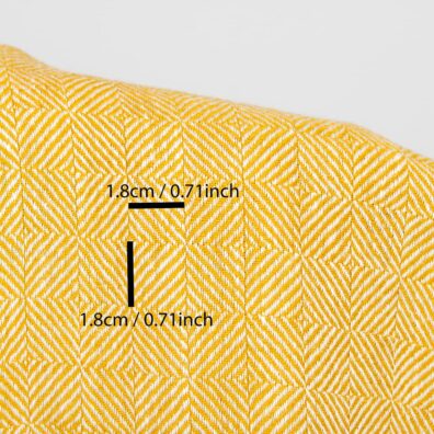 Lininis geltonas raštuotas audinys, su išmatavimais