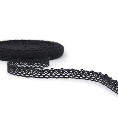 Lininis nėrinys siauras juodas Nr. 64